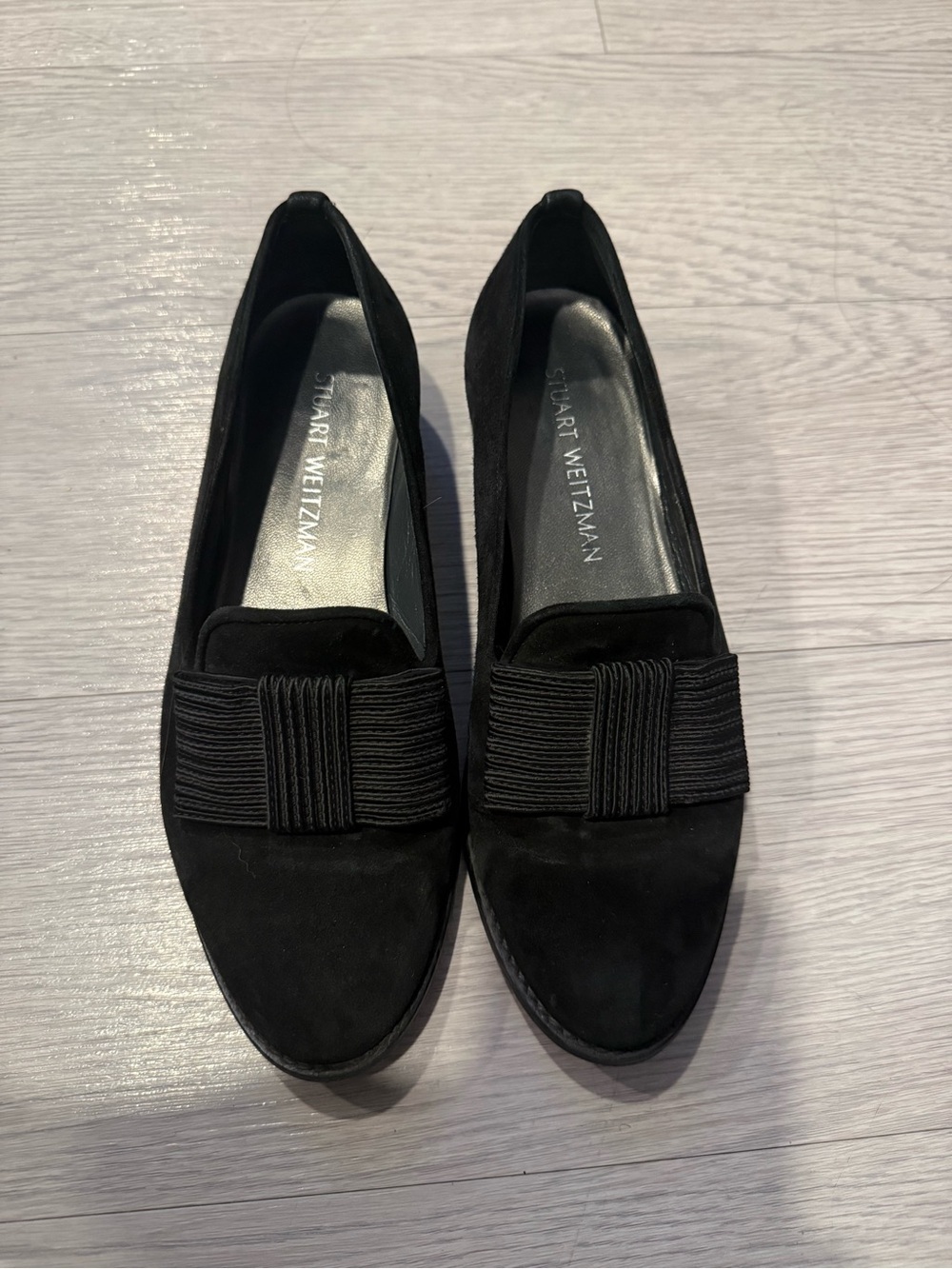 Stuart Weitzman Atabow Black Suede Loafer Flat Shoes 6.5W